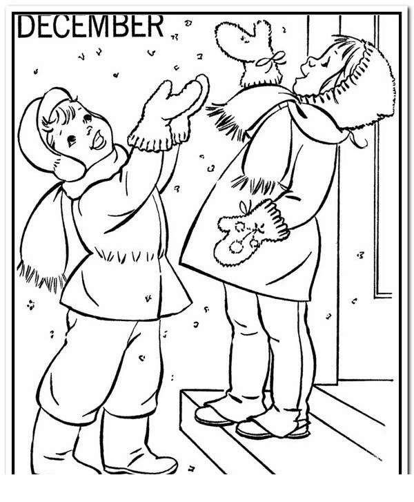 Kolorowanka dzieci witają grudzień